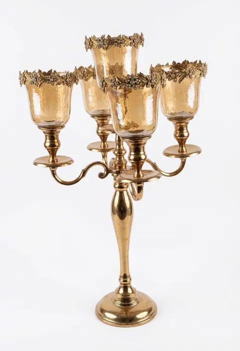 Castiçal grande 4 velas cm vidro