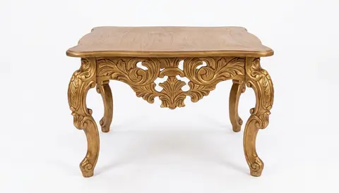 Mesa Quadrada Luiz XV Dourada