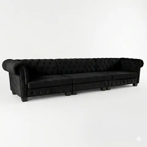 Sofá Chesterfield Preto (3 módulos)