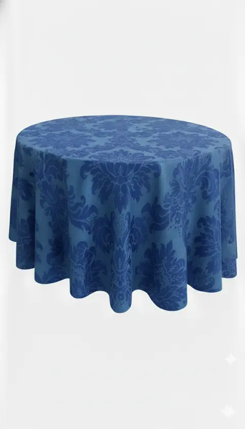 Toalha redonda brocada azul royal