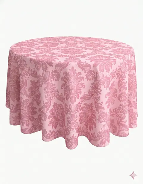 Toalha redonda brocada rosa chiclete
